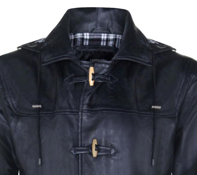 Infinity Leather Mens Leather Duffle Classic Coat-Aylesbury
