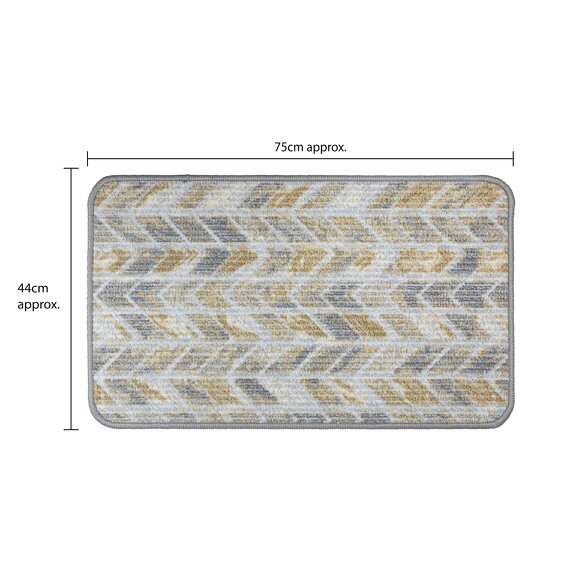 JVL Fiora Machine Washable Indoor Mat - 44 x 75cm - Quartz Chevron