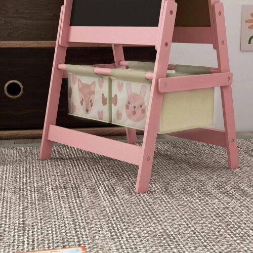 Three-In-One Kids Easel with Paper Roll, Art Easel, with Storage - Pink
