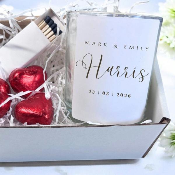 Personalised Surname Wedding Candle Gift Set | Engagement