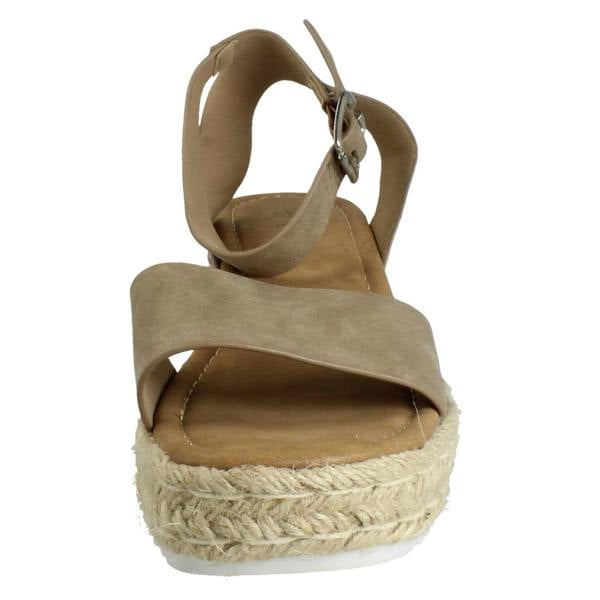 Savannah Ladies Savannah Buckle Fastening Ankle Strap Wedge Sandals F12095