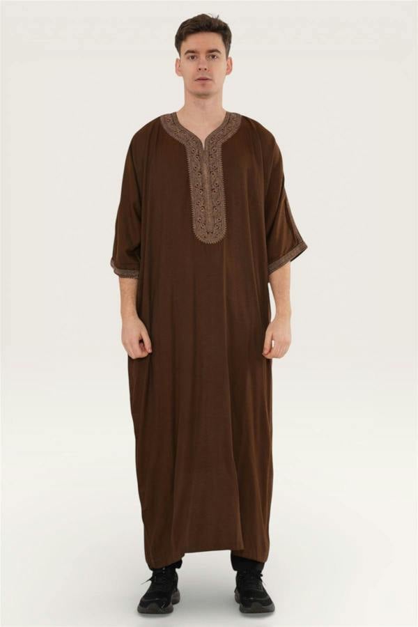 Infinity Leather Men's Ramadan Moroccan Thobe Robe Djellaba Gandoura Eid Jubba- HM67