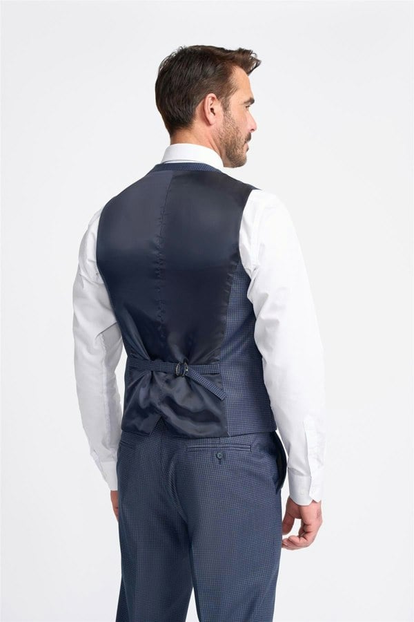 House of Cavani Bond Check Waistcoat - Navy