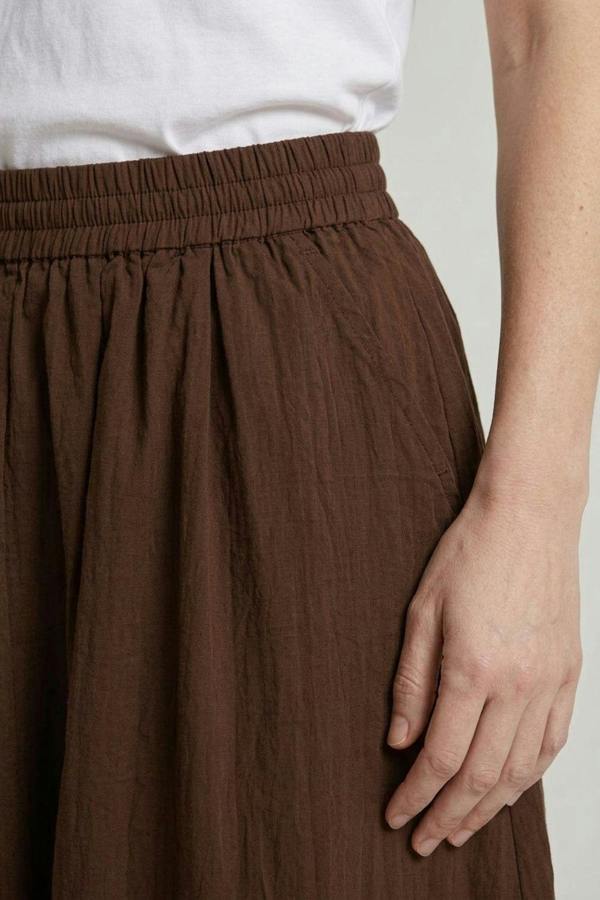 Brown | A-Line High Waist Midi Skirt