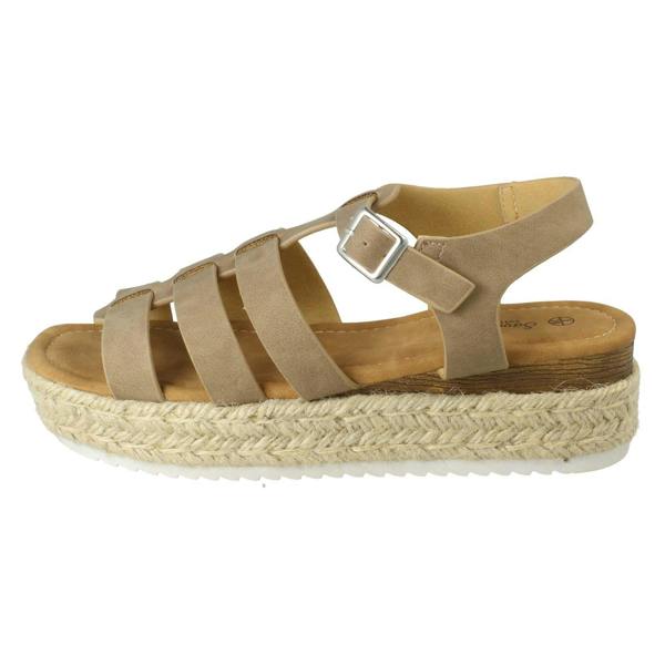 Savannah Ladies Savannah Buckle Ankle Strap Wedge Sandals F12097