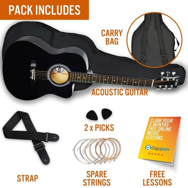 3rd Avenue Full Size Cutaway Acoustic Guitar Pack Black Acoustic Guitars#Colour_Black