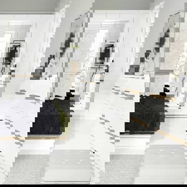 Furniture To Go Chelsea 4 Drawer Chest  in White with Oak Trim