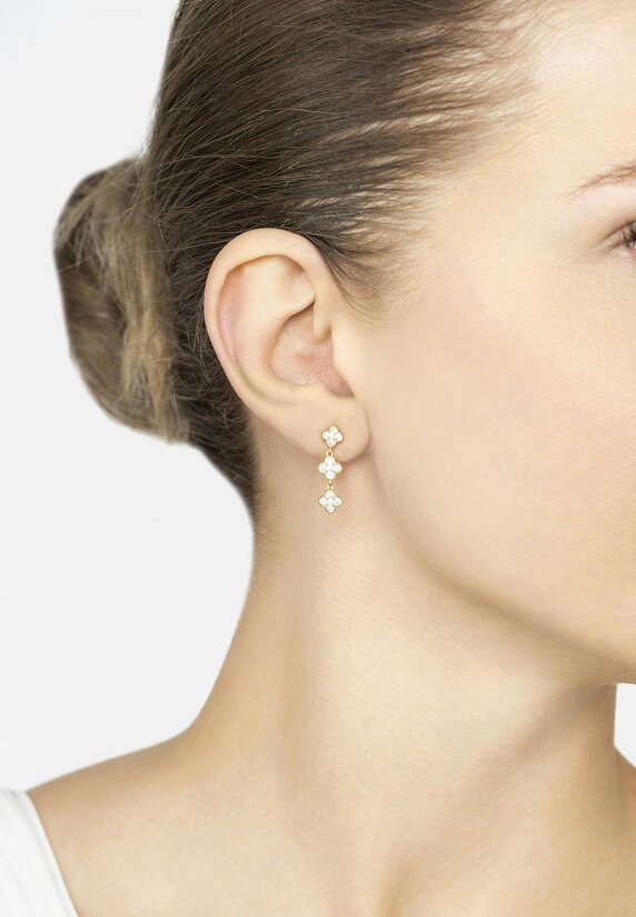 Latelita Mini Triple Clover Drop Earrings Gold