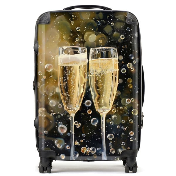 Warren Reed Splashart Bubbly Champagne Flues Suitcase