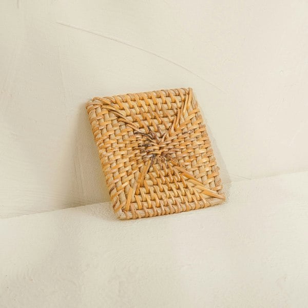 Coastal villa Homeware Rattan Square Coasters