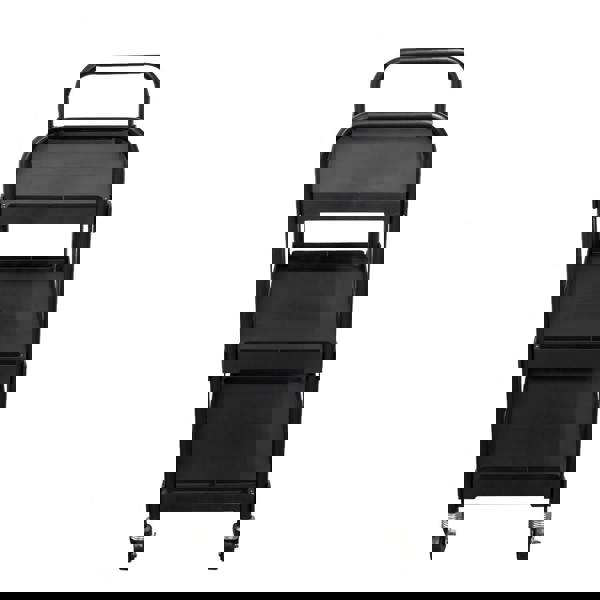 3-Tier Folding Trolley Utility Cart 150LB (Collapsible Tool Storage Lockable Wheels)