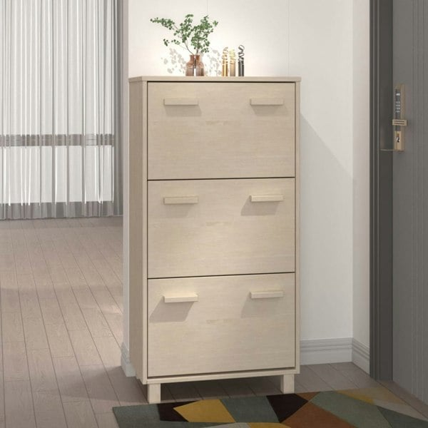 Berkfield Shoe Cabinet HAMAR Honey Brown 59.5x35x117 cm Solid Wood Pine
