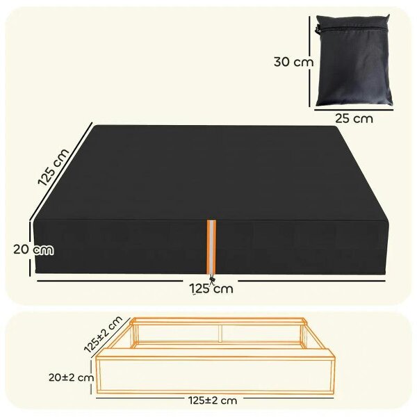 Bobobiy Sandbox Cover, Square Sandpit Cover Waterproof Dustproof UV Protection, Sandbox Canopy with Drawstring and Elastic Band