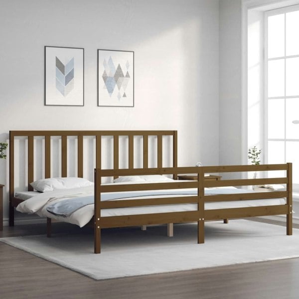 Berkfield Bed Frame with Headboard Honey Brown 200x200 cm Solid Wood