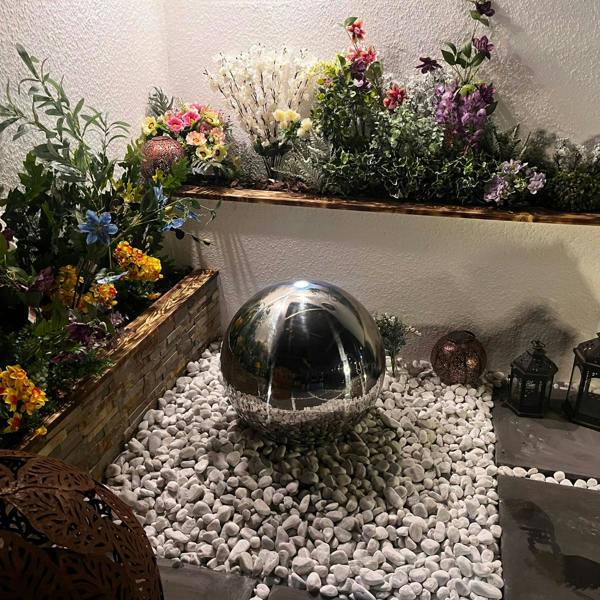 Tranquillity Water Features 40cm Stainless Steel Sphere Modern Metal Water Feature