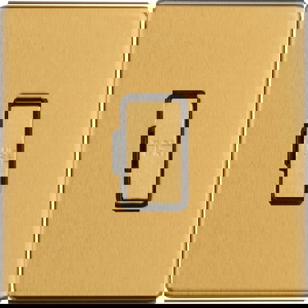 1 Gang 13A Unswitched Fuse Spur SCREWLESS SATIN BRASS Rocker Mains Isolation