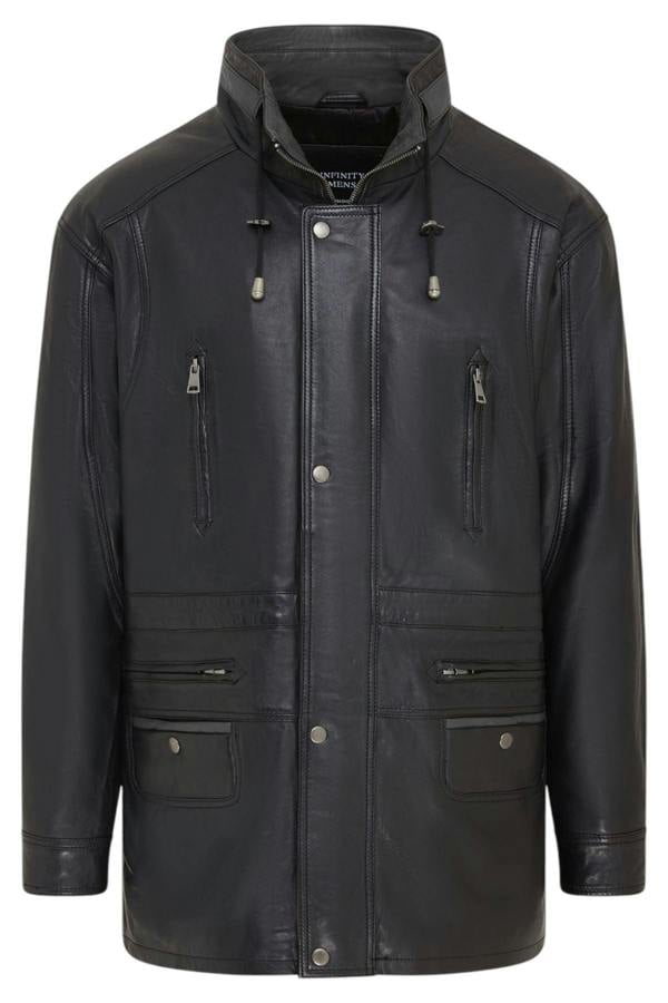 Infinity Leather Mens Soft Italian Leather Parka Coat-Winnipeg