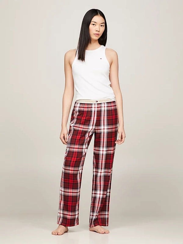 Tommy Hilfiger FLANNEL PANT Womens Pants Women Apparel Plaid Red