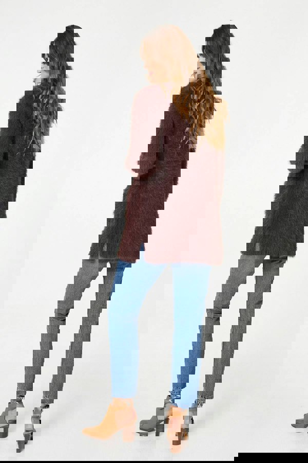 Brown | Soft Textured Longline Open Cardigan
