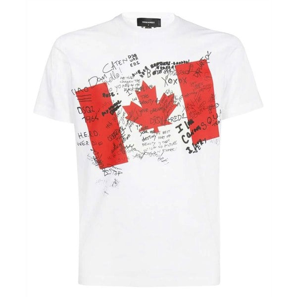 Dsquared2 Canadian Flag Design White T-Shirt