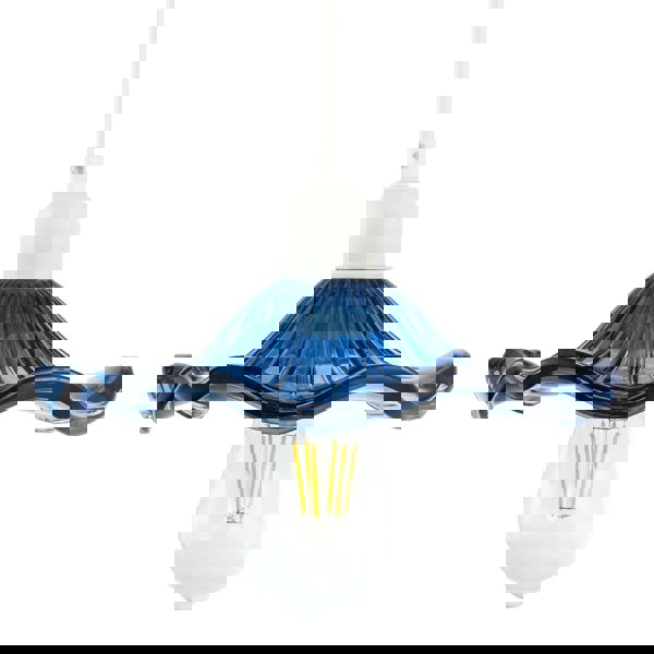 Designer Ribbed Midnight Glass Pendant Shade with Wavy Ruffled Edge Image 5