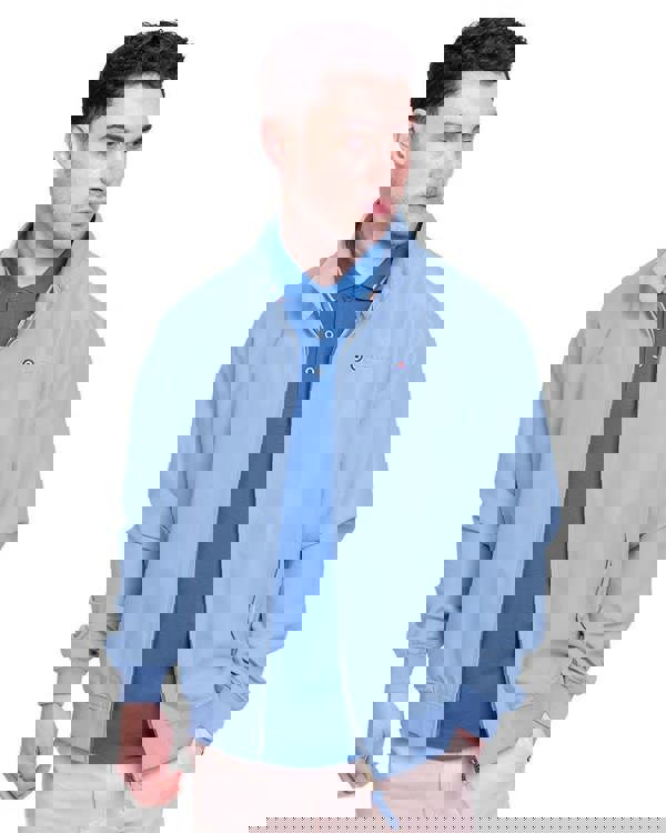 Lambretta Mens ShowerProof Classic Harrington MOD Scooter Jacket Coat, light blue men's showerproof classic Harrington jacket on male model.