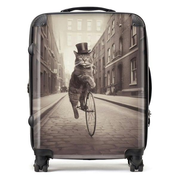 Warren Reed Victorian Cat Riding A Bike Suitcase