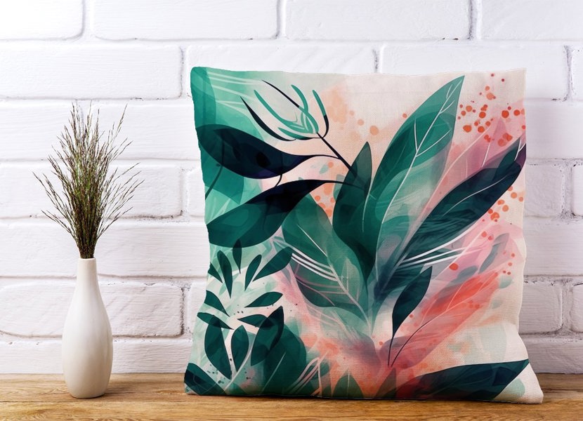 Warren Reed Green Feather leaves Tropical Cushions