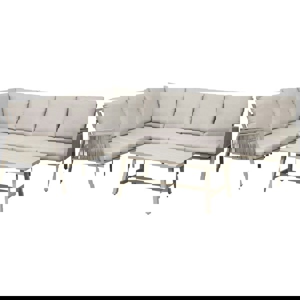 Premium 5 Seater Garden Coffee Table Set Outdoor Aluminium Rope Corner Sofa Grey