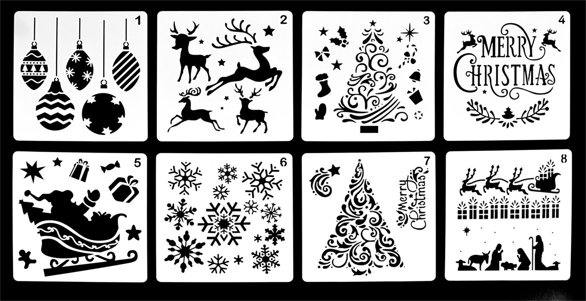 Xmas Haus Festive Stencil Pack of 8