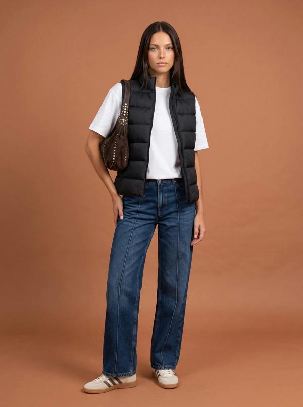 Urban Bliss Lightweight Puffer Gilet And Bag Black