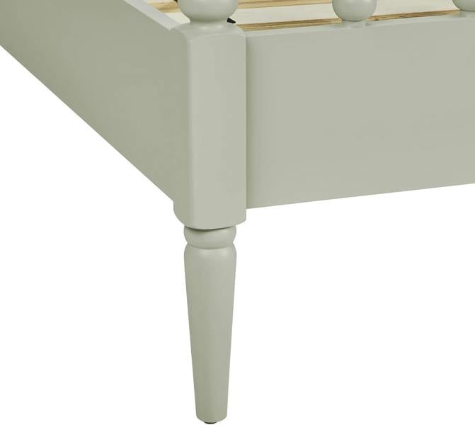 Statement Furniture Cromwell Wooden Bed Frame with Bobbin Design Headboard and Foot End - Pale Olive