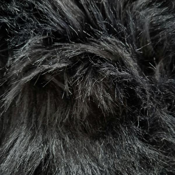 HomeSpace Direct Luxury Faux Rabbit Fur Rug Black