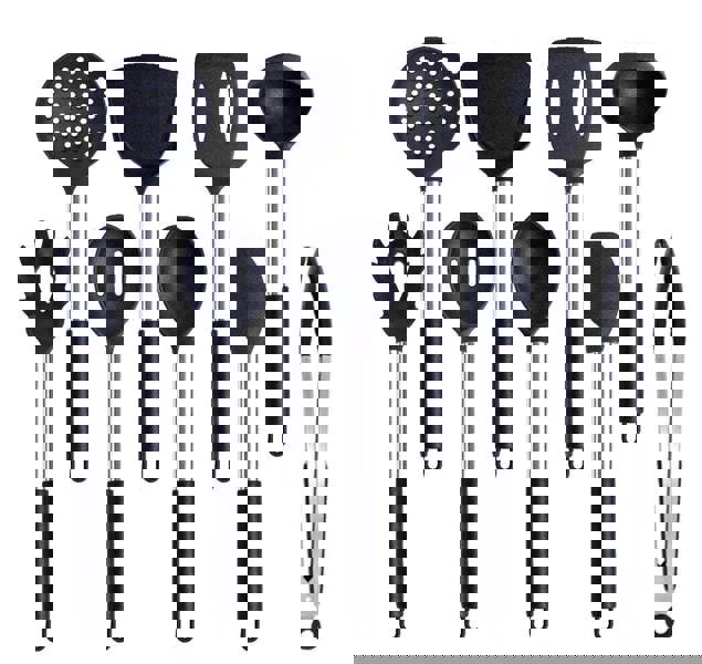 Anygleam Kitchen Utensils Non-stick Black/ Silver 9 Set Cooking Tool Accessories Heat Resistant Kitchenware