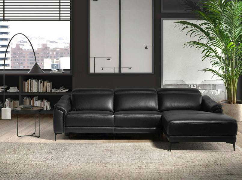 Angel Cerdá Relax corner sofa in black leather 6205/6206