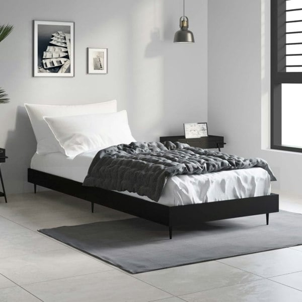 Berkfield Bed Frame Black 75x190 cm 2FT6 Small Single Engineered Wood