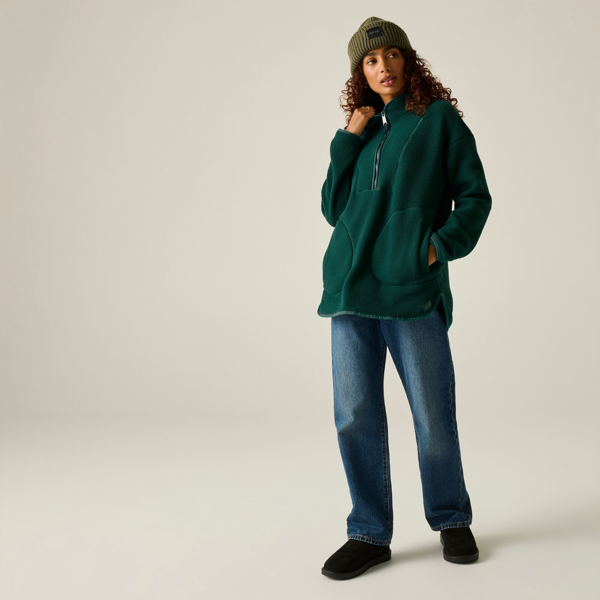 Regatta Womens Frankie Borg Half Zip Longline Fleece Top - Deep Pine