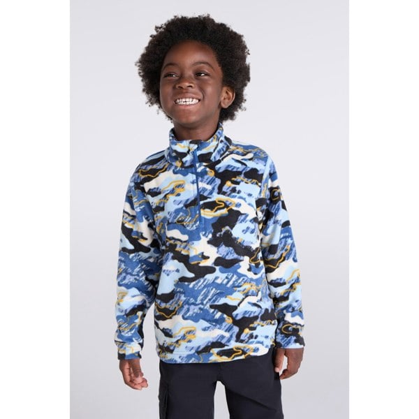 Mountain Warehouse Kids Pursuit Dinosaur Skeleton Half Zip Fleece Top - Corn Blue
