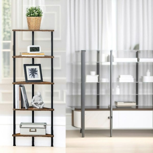 Rafaelo Mobilia 5 Tier Corner Shelf Brown