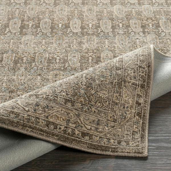 Livabliss Arda-Vintage Taupe Brown Grey Traditional Boho Fringe Rug