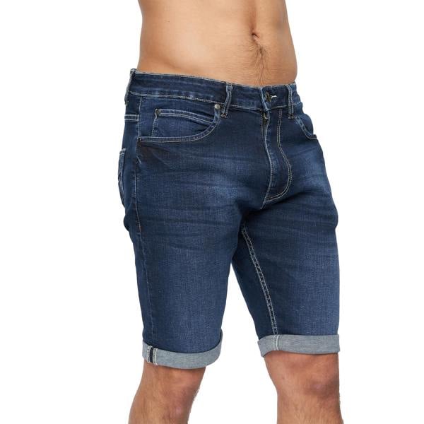 Crosshatch Mens Tonwin Denim Embossed Shorts - Dark Wash - 