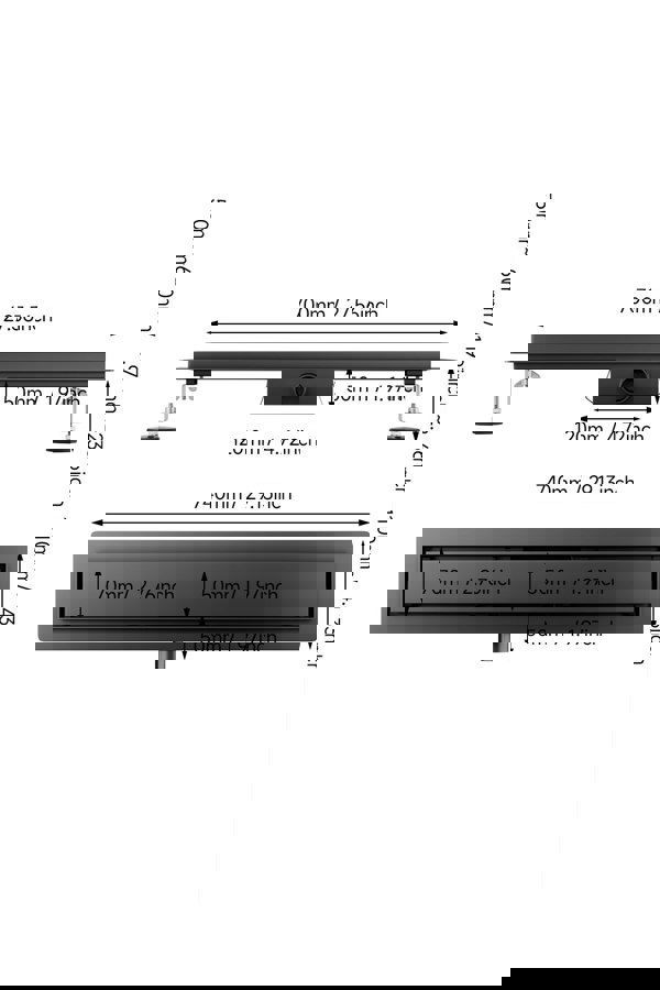 Living and Home 70cm Stainless Steel 2-in-1 Siphonic Linear Insert Shower Drain- Adjustable Height & Slope, Removable Cover, Filter & Siphon