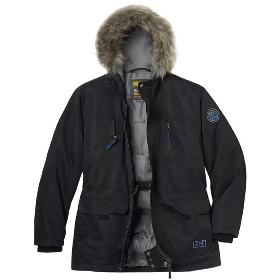 Atlas For Men Mens Water Repellent Faux Fur Hood Parka - Black