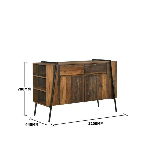 Timber Art Design Abbey Sideboard 2 Doors 2 Drawers Storage Cabinet Cupboard Rustic Industrial