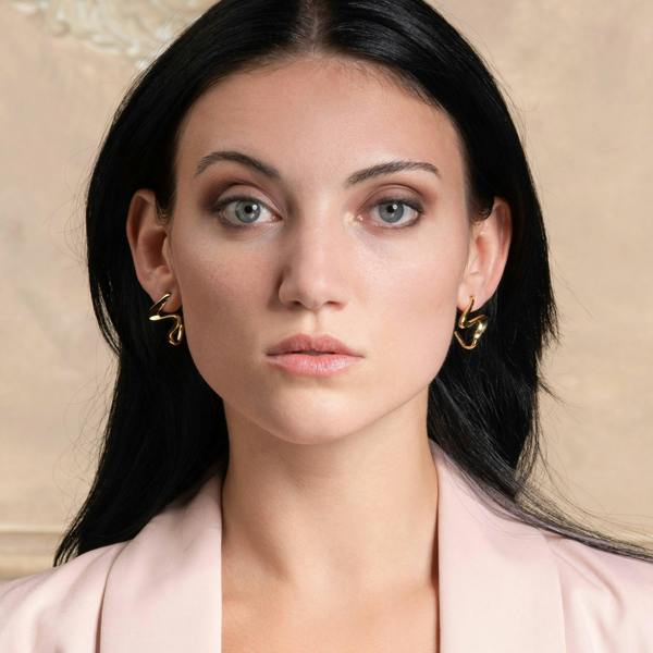 Gold Plated S Shaped Unusual Statement Earrings for Women - namana.london