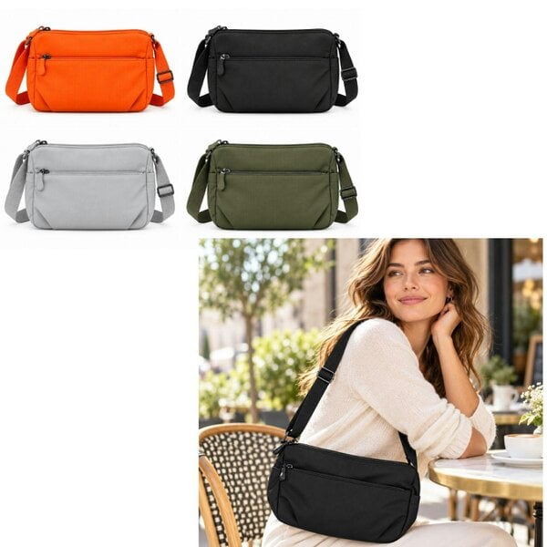 Lorenz Ladies Lightweight Multi Pocket Adjustable Crossbody Shoulder Bag
