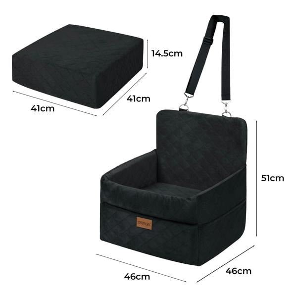 Skylos Dog Booster Car Seat Cosy Cats Pet Travel Bed with Safety Leash Black