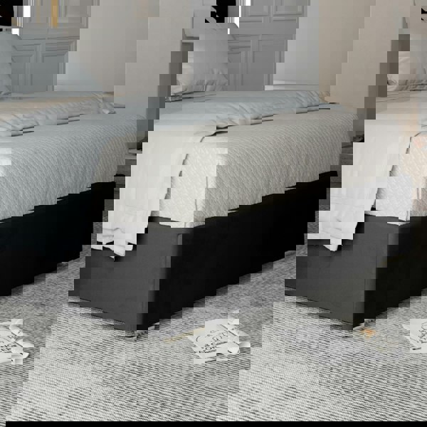 Casa Magna Mayfair Upholstered Soft Velvet Metal Bed Frame - Black