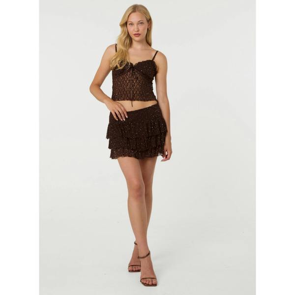 Pink Vanilla Diamante Lace Cami Top