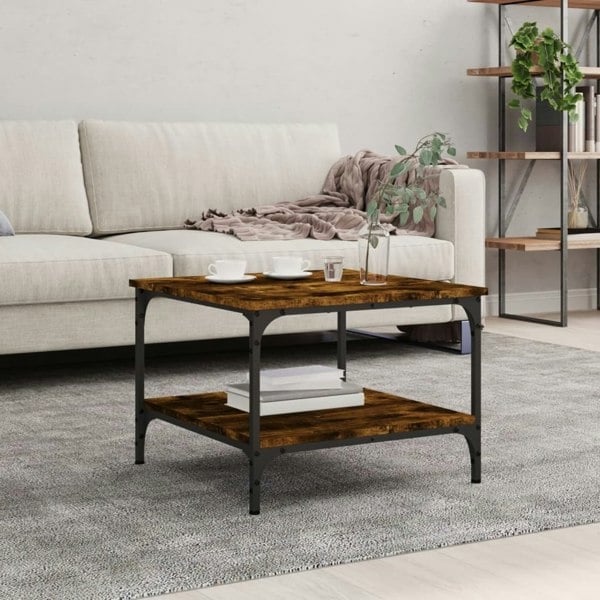 Berkfield Coffee Table Smoked Oak 55x55x40 cm Engineered Wood